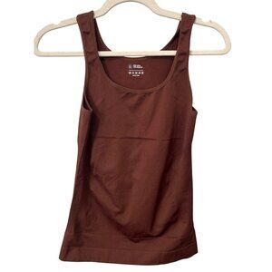 Scoop Neck Sleeveless Tank Top Size Large Stretch Brown Nylon Neutral Layers